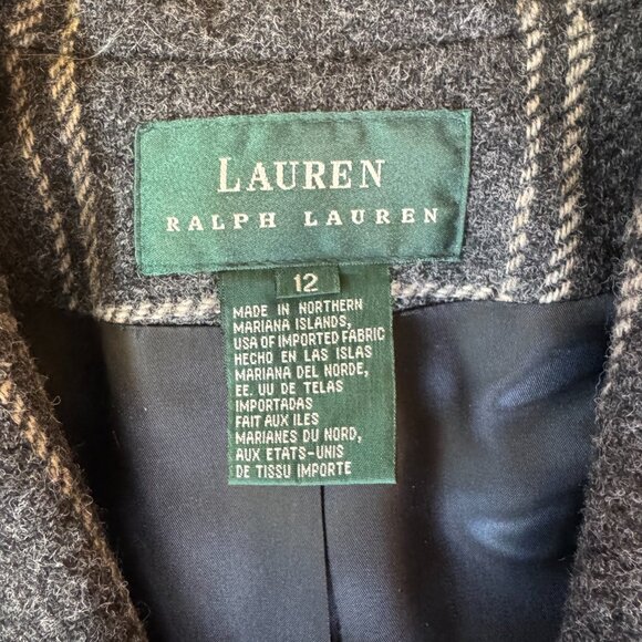 Vintage Ralph Lauren Grey and White Wool Blazer, Women's Size 12 - Picture 7 of 8